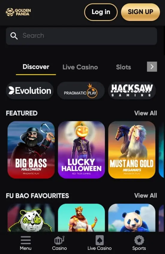 Création de compte sur l'application mobile Golden Panda