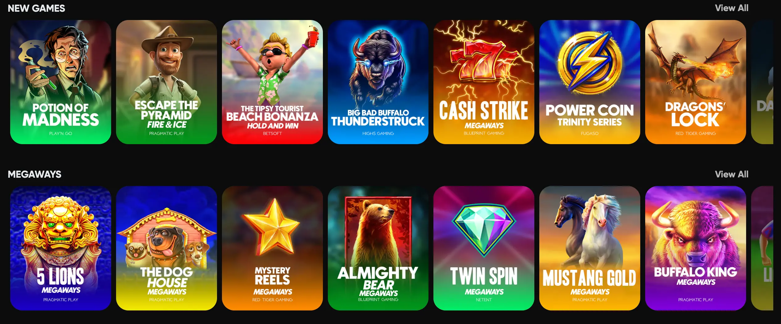 Sélection de jeux sur Golden Panda Casino