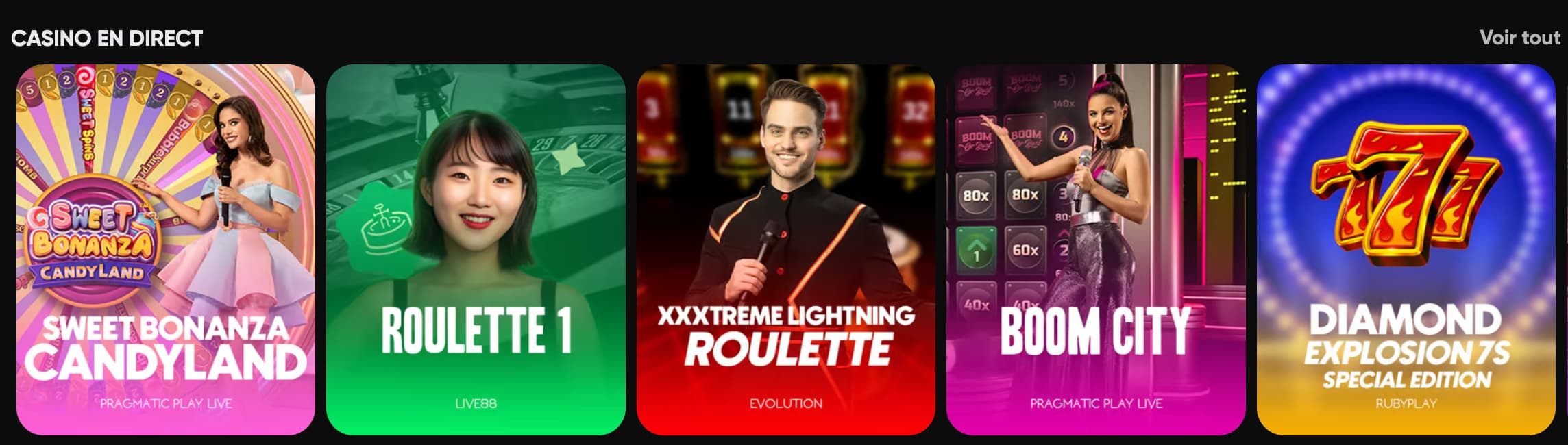 Jeux en direct au casino Golden Panda